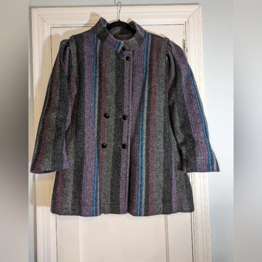 Vintage wool striped boucle coat